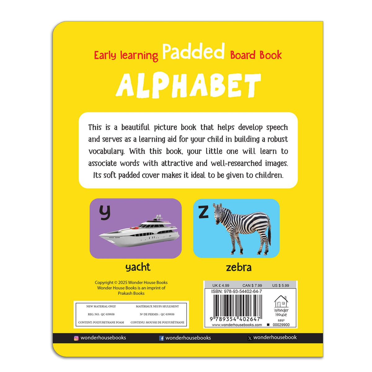 Early Learning Padded Book of Alphabet: Board Book for Kids | Learn ABC with Bright and Colorful Pictures | Durable Padded Board Book for Babies, Toddlers & Preschoolers | Ages 0–5 Years