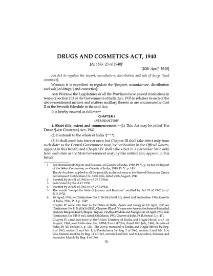 Lawmann's Drugs and Cosmetics Act, 1940 | Bare Act with Comments