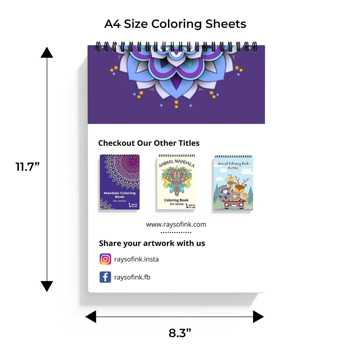 Rays Of Ink Mandala Coloring Book For Young Adults | Enhances Fine Motor Skills & Keeps You Engaged | 120 GSM Thick Paper