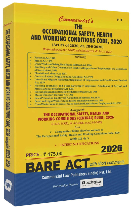 The Occupational Safety, Health and Working Conditions Code, 2020 with Rules, 2026