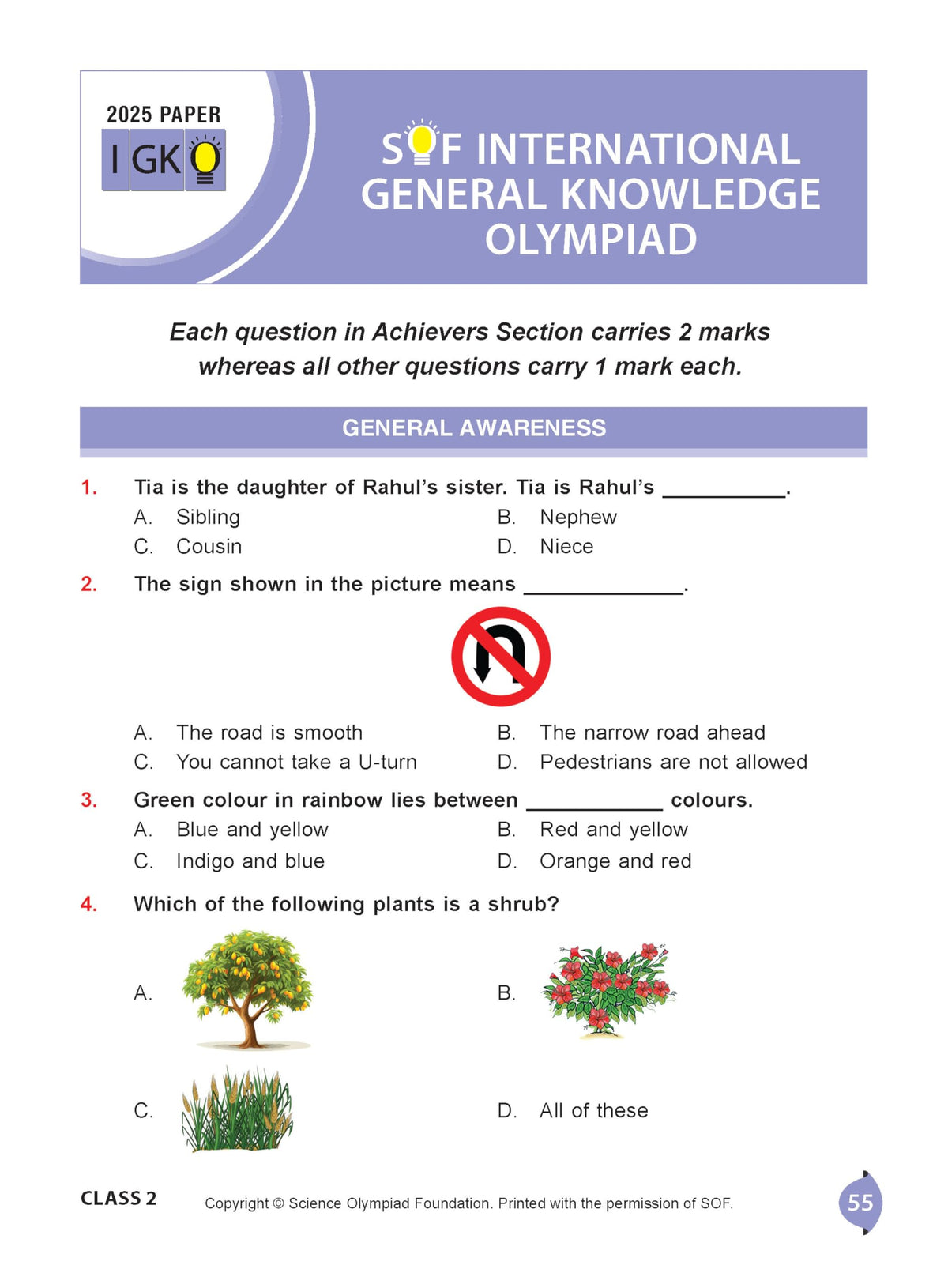MTG International General Knowledge Olympiad (IGKO) Workbook Class 2 - Chapter-wise MCQs with Achievers Section - SOF Olympiad Books For 2026-27 Exam