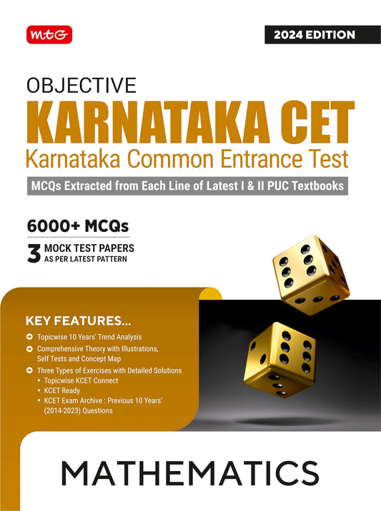 MTG Objective Karnataka CET Mathematics Book For 2024 KCET Exam | KCET Topicwise Comprehensive Theory with Previous 10 Years Solved Question Papers & 6000+ MCQs 