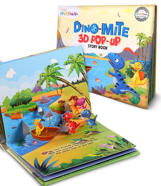 Intelliskills Premium Dino-Mite 3D Pop-Up Story Board Book for Kids, Learning & Educational Book With 5 Interactive Scenes, Fun Activity Books for 2+ Years Old, Birthday Gift, 10 Pages, BIS Certified