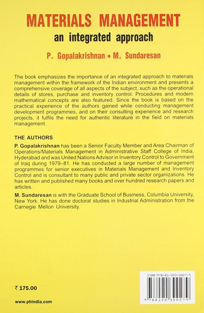 MATERIALS MANAGEMENT: AN INTEGRATED APPROACH 1ST EDITION