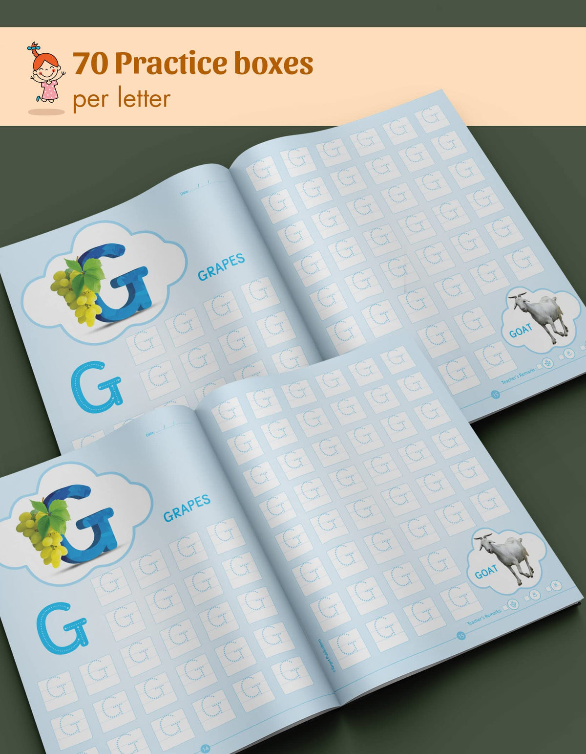 English Alphabet Writing Practice Book for Kids | Capital Letter A-Z Tracing & Activity Workbook for Nursery, LKG, Preschool | 70 Practice Boxes per Letter | Handwriting Book for Ages 3-6