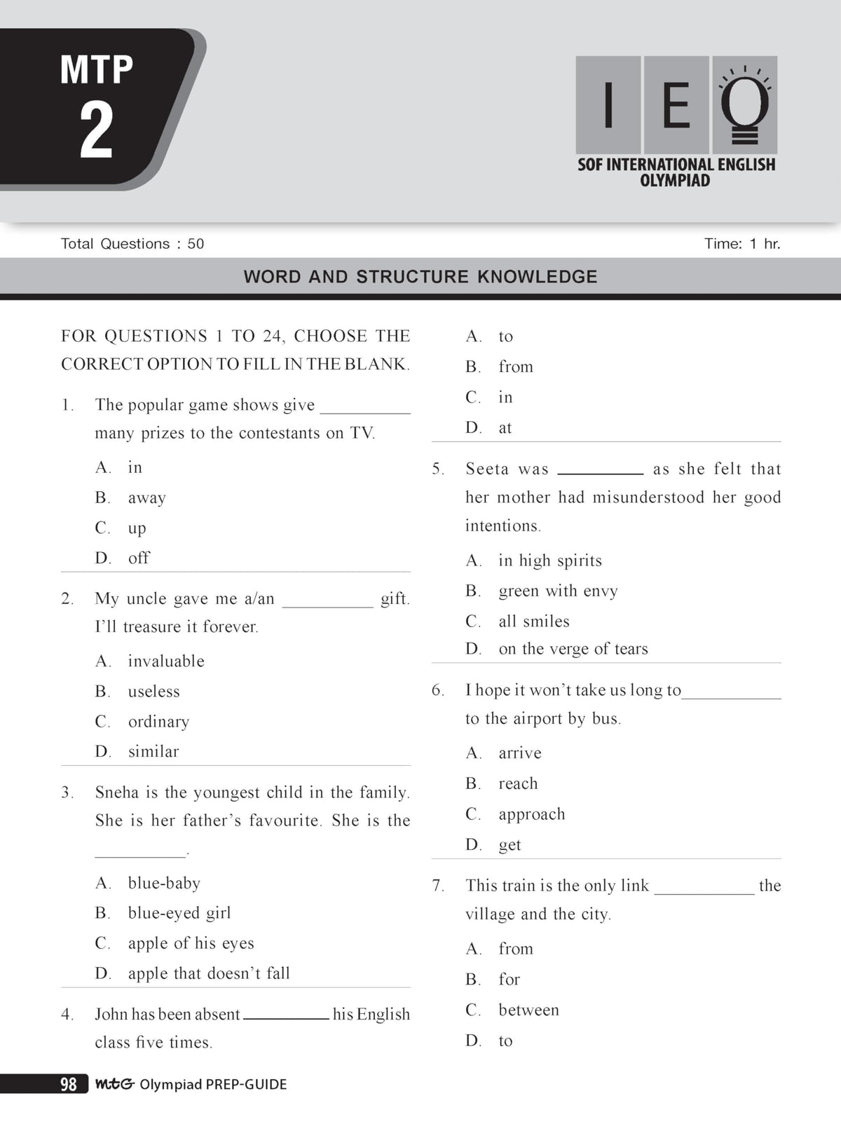 MTG English (IEO) Olympiad Prep Guide Class 7 | Detailed Theory, Exercise with Self Test For Practice | SOF Olympiad Books For Exam 2026-27 (Useful For Level-1 & 2)