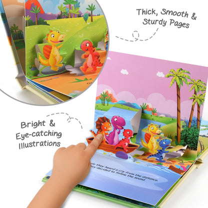 Intelliskills Premium Dino-Mite 3D Pop-Up Story Board Book for Kids, Learning & Educational Book With 5 Interactive Scenes, Fun Activity Books for 2+ Years Old, Birthday Gift, 10 Pages, BIS Certified