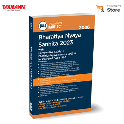 Taxmann's Bharatiya Nyaya Sanhita 2023 [Bare Act] – Affordable Edition | Presenting the Complete Statutory Text Supported by Comparative Tables | Punishment Guides | Legislative Background Materials