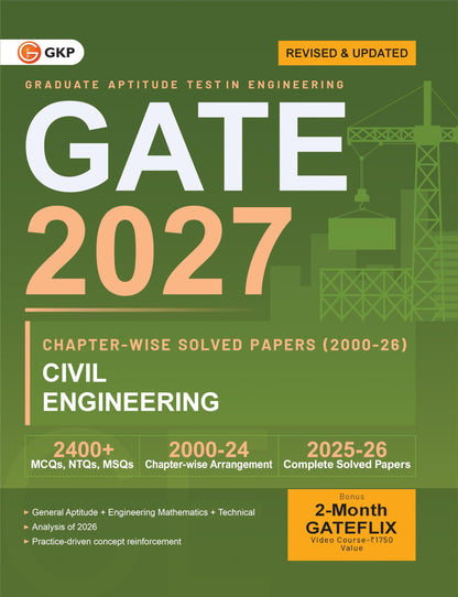 GATE 2027 Civil Engineering | Chapter-wise Previous Year Solved Papers (2000–2026) | 27 Years PYQ with Detailed Solutions | MCQs, NTQs & MSQs | GATE CE Chapterwise Question Bank