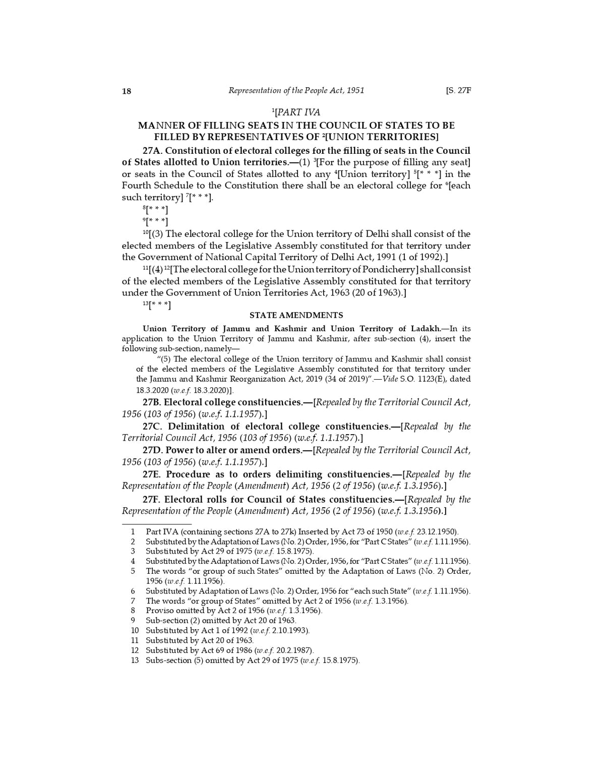 Lawmann's Representation of the People Act, 1950 | Bare Act with Comments