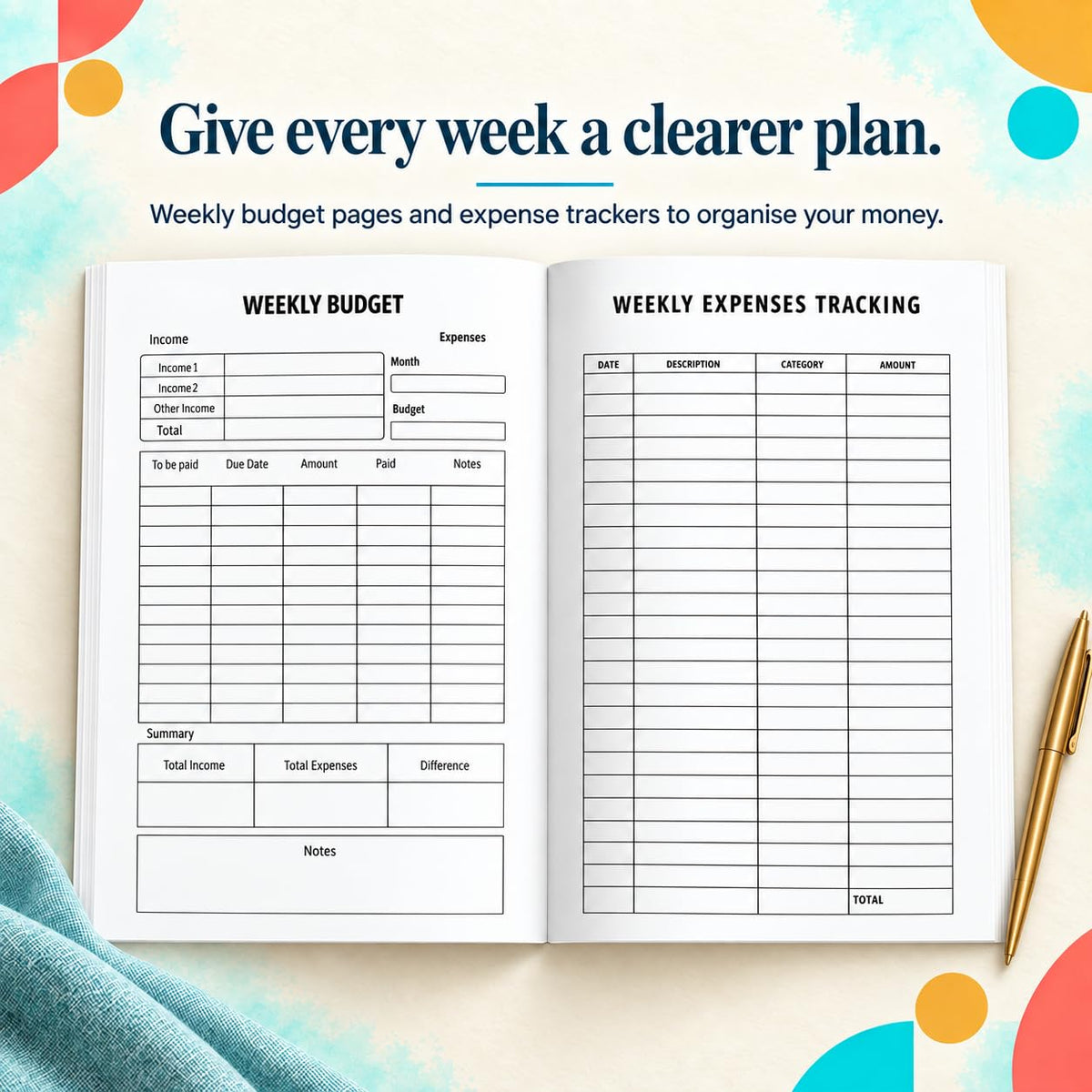 Your Financial Planner and Journal (205 Pages) | Budgeting, Saving, Investing, Debt Tracking, and Money Mindset Tool for Beginners: Learn Money Basics. Plan Simply. One Step at a Time