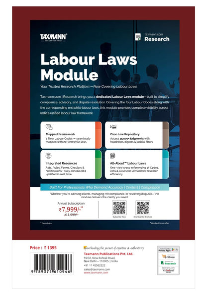 Taxmann's New Labour Codes with Labour Rules – Single-volume Desk Companion Bringing All Four Codes | 2026 Central Rules | Model Standing Orders FAQs—with Two-Way Tables | Comparative Study