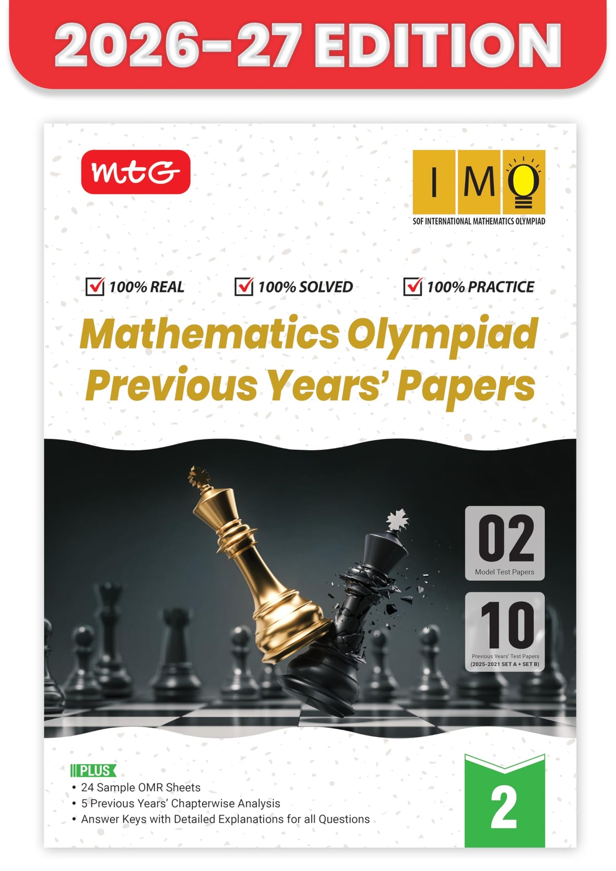 MTG IMO Olympiad 10 Previous Years Papers Class 2 Mathematics (2025-2021 Set A & B) - Model Test Papers with 24 Sample OMR Sheets | PYQ Book For SOF Olympiad 2026-27 Exam