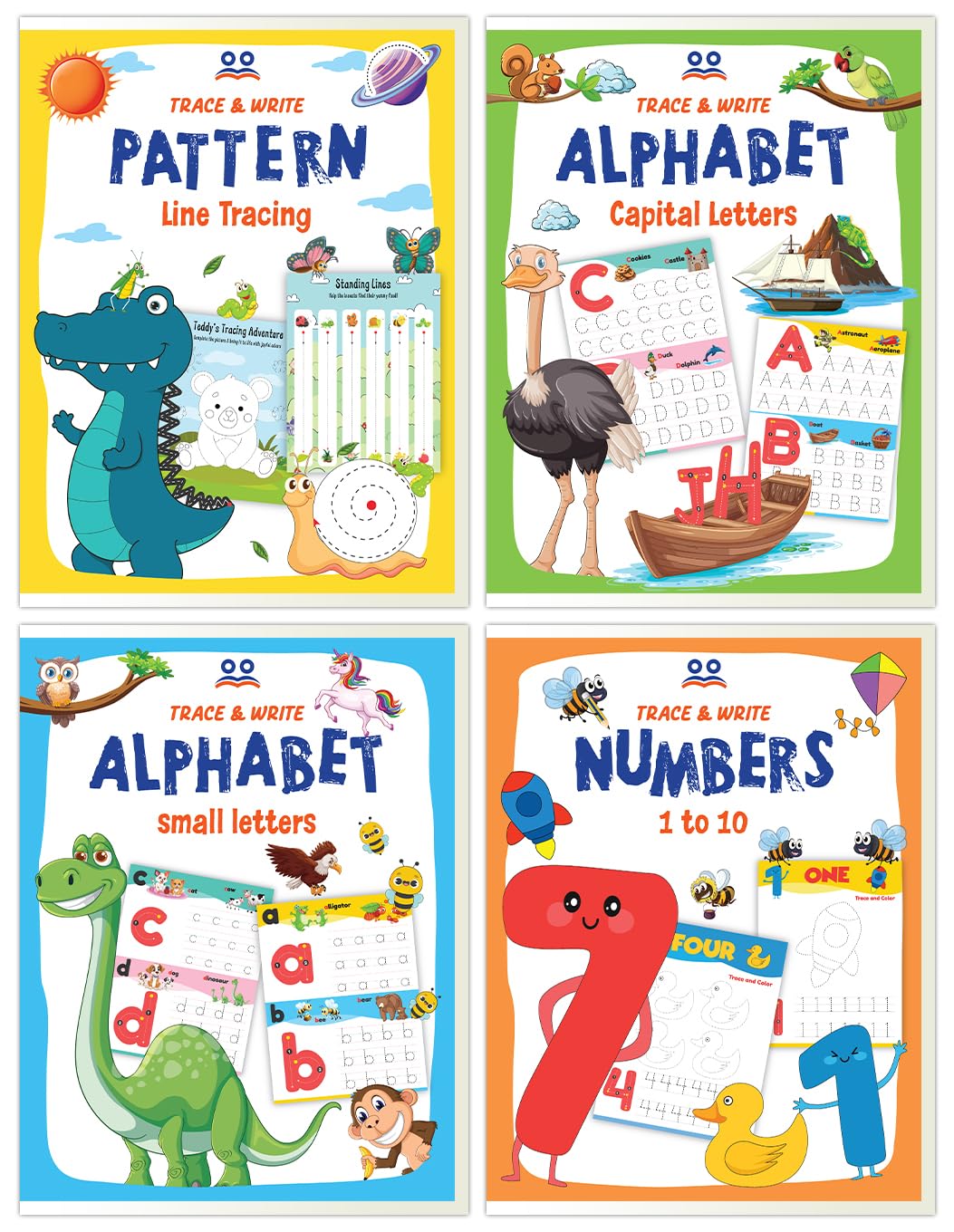 Tracing Books for Kids | Pencil Control Activity Book for Kids [4 Books] | Premium Quality Writing Practice Books - Alphabet ABC (Capital & Small Letters), Numbers, Lines & Pattern | Ages: 2 - 5 Years
