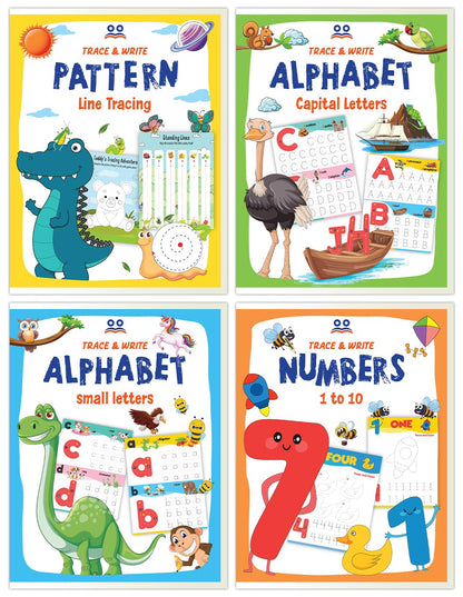 Tracing Books for Kids | Pencil Control Activity Book for Kids [4 Books] | Premium Quality Writing Practice Books - Alphabet ABC (Capital & Small Letters), Numbers, Lines & Pattern | Ages: 2 - 5 Years