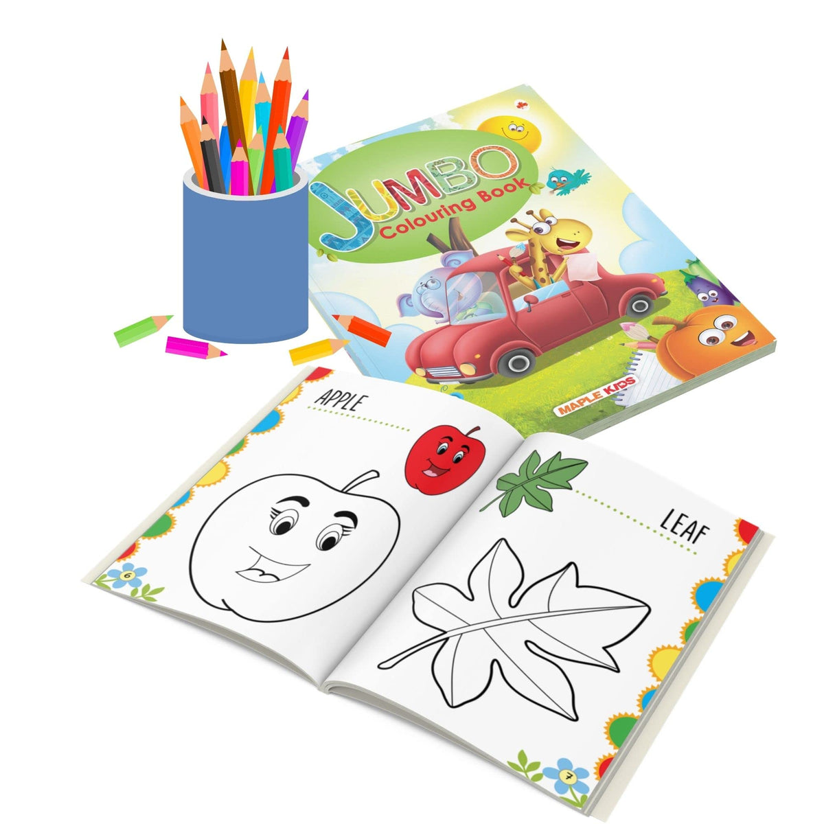 Jumbo Colouring Book - Activity Colouring Book for 3 to 5 years old kids - Gift to children for painting, drawing and colouring with reference guide