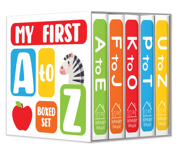 My First A To Z – Boxed Set Of 5 Mini Board Books | Learn The Alphabet From A To Z With Bright Pictures & Fun Learning | Includes A–E, F–J, K–O, P–T, ... Toddlers & Preschoolers | Ages 0–5 Years