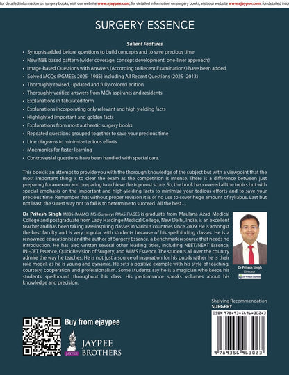 Surgery Essence, 11/E for NEET PG, INI-CET and FMGE Aspirants | PGMEE Solved PYQs (1985-2025) with Concept Synopses, Image-Based Questions and High-Yield Tables: 1