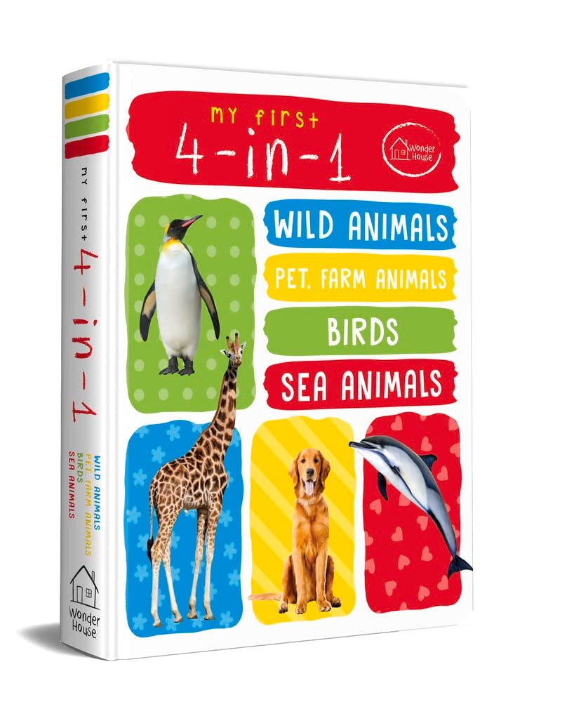 My First 4 In 1 One Wild Animals, Pet and Farm Animals, Birds, Sea Animals: Padded Board Books book cover