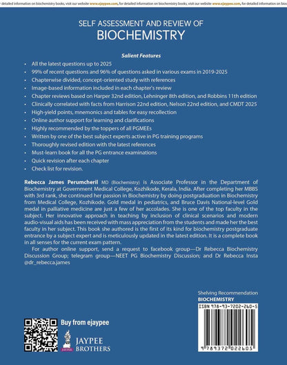 Self Assessment and Review of Biochemistry, 10/E for NEET PG, INI-CET and FMGE Aspirants | Chapterwise Concept Notes, High-yield Points, Quick Review and Solved PYQs with Explanations (2019-2025): 1