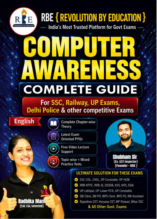 Computer Awareness Book for SSC CGL, CHSL, RRB NTPC, Delhi Police & UP Exams 2026-27 | Complete Theory, Chapter-wise PYQs & Practice Sets | English Edition | Shubham Sir, Radhika Mam, RBE.