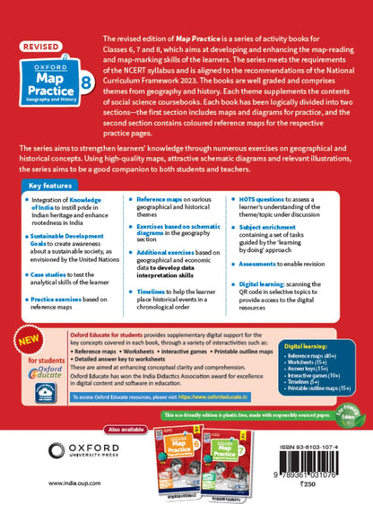 Oxford Map Practice Book 8 | Geography and History | As per NCF 2023
