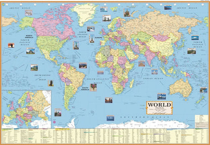 Eoi Marketing World Political Map English 40 x 28 Inch, Paper Print Map for Home & Office Wall Décor | Detailed & Updated Map for UPSC, SSC, IAS, IPS other Competitive Exam