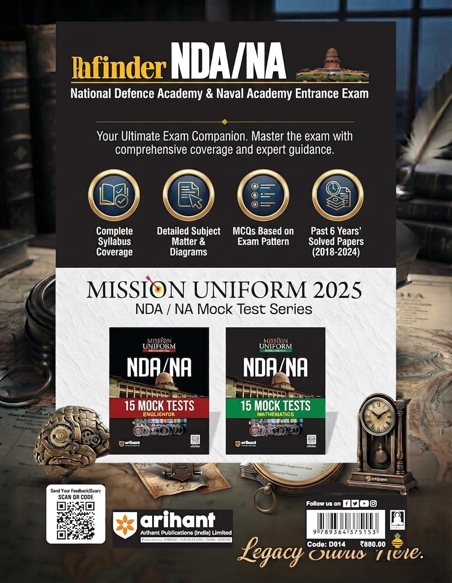 Arihant Pathfinder NDA/NA Entrance Exam Book 2026 | National Defence & Naval Academy | 8000+ MCQs, PYQs & Complete Study Notes | Latest Edition for NDA Written Exam Preparation | English Medium