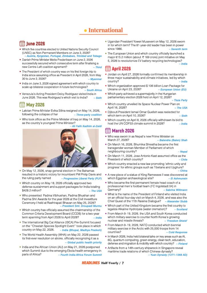 Arihant Headlines Speedy Current Affairs Half-Yearly 2026 (January-June) | National & International Events, Acts & Who's Who | One-Liners, Infographics | For UPSC, SSC, Banking, Railway & State Exams