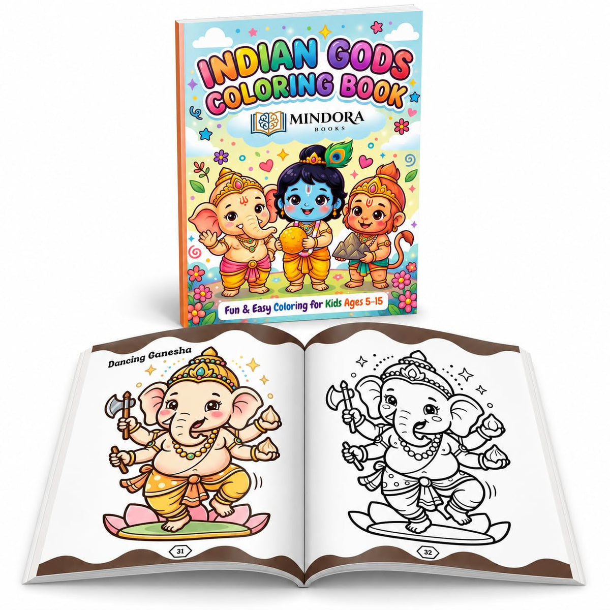 Indian Gods Coloring Book for Kids |120 GSM Thick Pages I Premium Quality Illustrations | Hindu God Colouring Book | 11x8.5 inch | Age 5-15+ Years