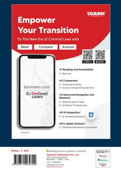 Taxmann's Bharatiya Nagarik Suraksha Sanhita 2023 [Bare Act] – Affordably Priced Edition Presenting the Complete Text—Along with Comparative Tables | Legislative Aids