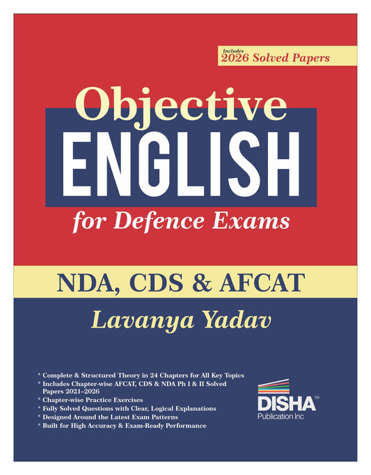 Disha Objective English for Defence Exams - NDA, CDS & AFCAT | For 2026 Exams | Includes PYQs | Fully Solved