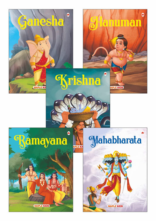 My First Mythology Tale (Illustrated) (Set of 5 Books) - Mahabharata, Krishna, Hanuman, Ganesha, Ramayana - Story Book for Kids - English Short Stories with Colourful Pictures - Read Aloud to Infants, Toddlers 
