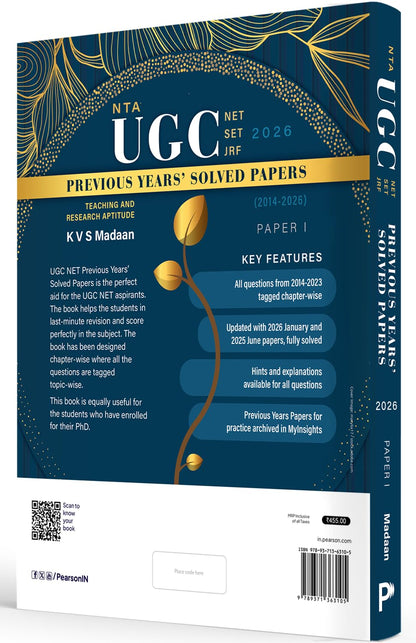 Pearson'26 NTA UGC NET SET,JRF Paper 1 Previous Years' Solved Papers-2014 to 2026 (Teaching & Research Aptitude)|January 2026 & June 2025 Solved paper