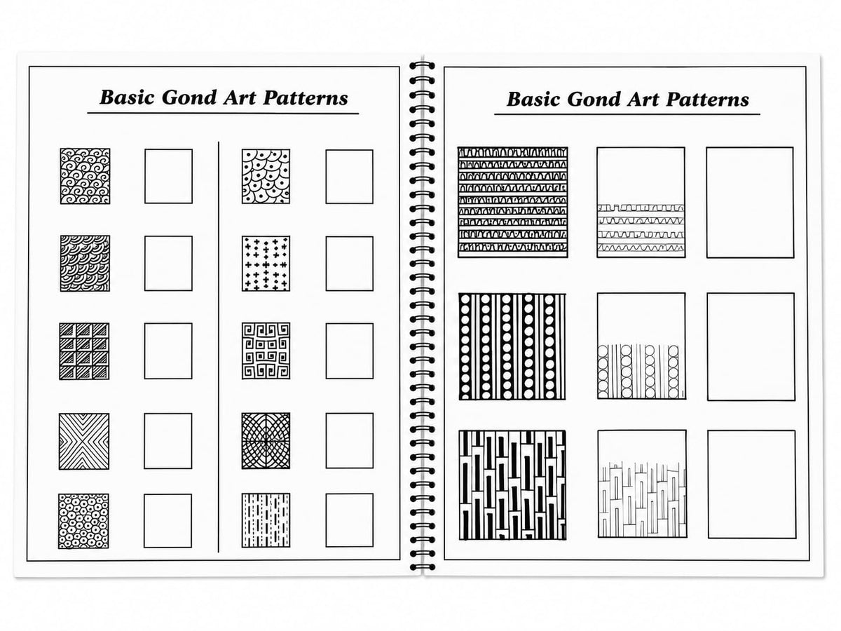 BASIC GOND ART COURSE BOOK (For Beginners) – Premium 200 gsm (A4 Size) | Step-by-Step Beginner’s Guide to Traditional Gond Painting with Patterns, ... Designs | Includes Practice Sheets