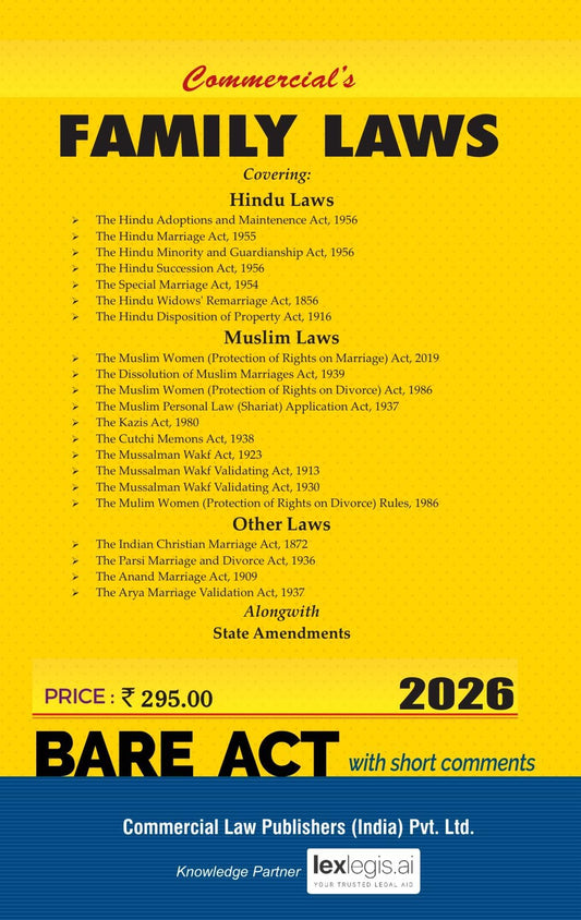 Commercial’s Family Laws (Bare Act with Short Comments) – 2026 Edition