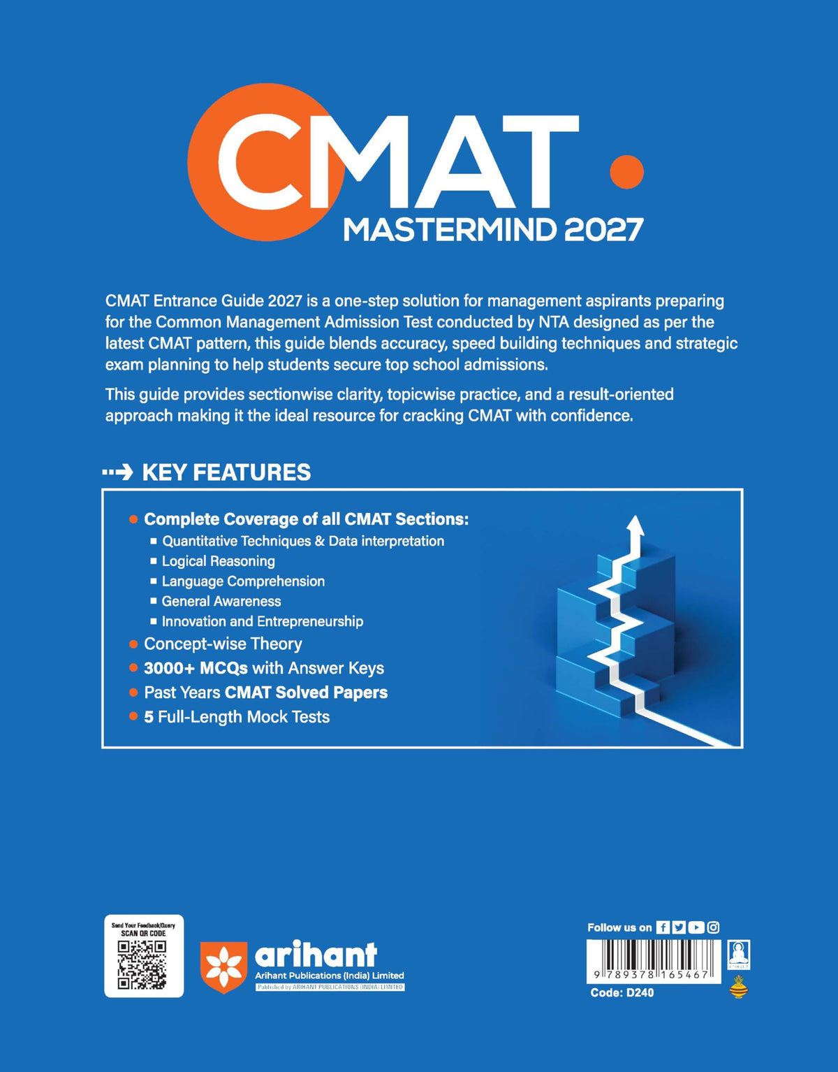 Arihant CMAT Mastermind 2027 | Complete Guide for CMAT Exam | 3000+ MCQs with Answer Key | 5 Mock Tests & Solved Papers | Quant, LR, English, GK