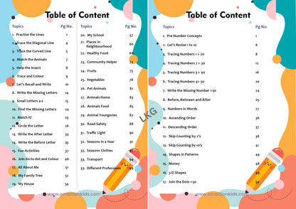 AmbitionKids - Preschool LKG Worksheets - Part A & B - 150+ Pages for Alphabet, Math, Phonics, Shapes, and Early Learning Success