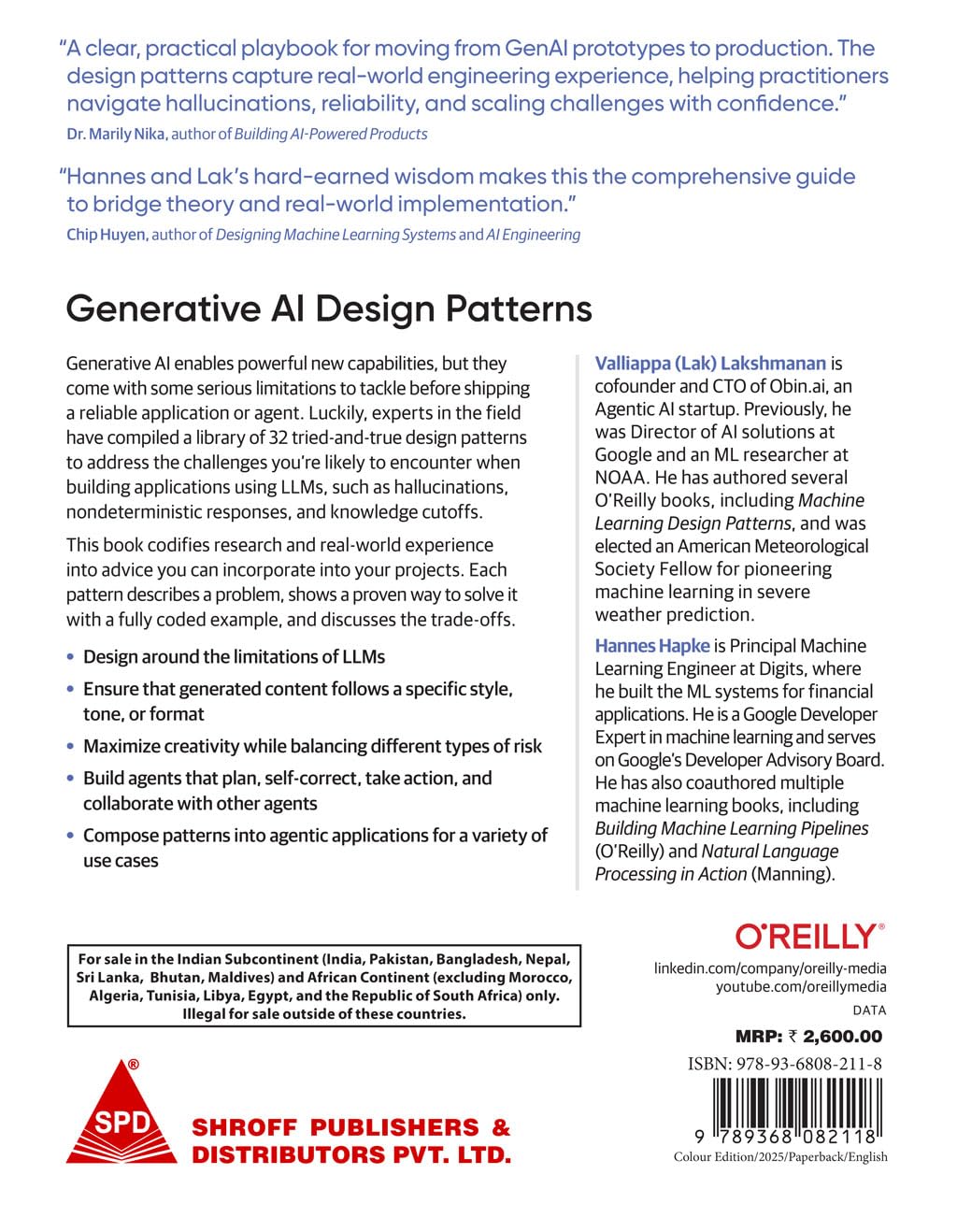 Generative AI Design Patterns: Solutions to Common Challenges When Building GenAI Agents and Applications (Full Colour Indian Reprint)