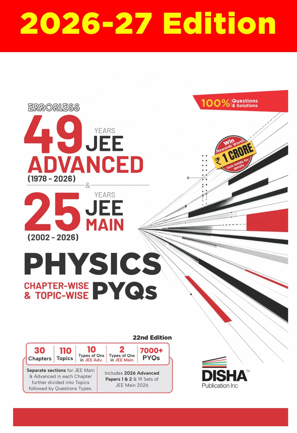 Disha Errorless 49 Years JEE Advanced (1978 - 2026) & 25 Year JEE Main (2002 - 2026) PHYSICS Chapter-wise & Topic-wise PYQs 22nd Edition | Solved Papers Question Bank in NCERT Flow for JEE 2027