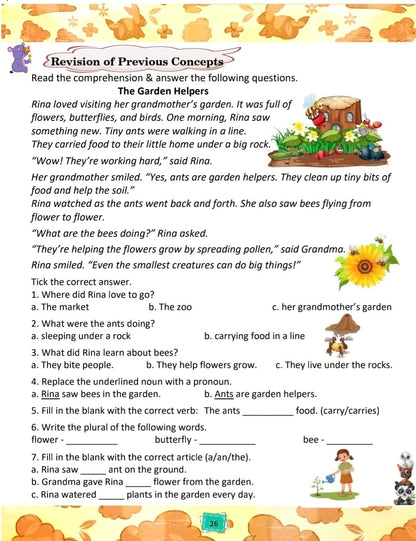 Class 2 English Grammar and Composition Book 2026 CBSE ICSE full syllabus with reading comprehensions Worksheets by Mathsninjas Bookland