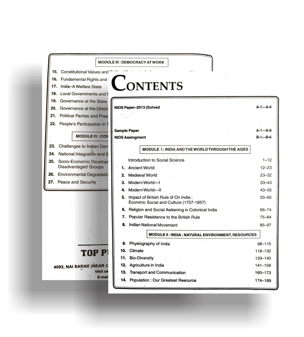 TOP NIOS Social Science Guide Class 10 (T-213)