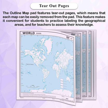 SMALL - 100 INDIA RIVER OUTLINE MAP FOR SCHOOL and SMALL - 100 WORLD RIVER OUTLINE MAP FOR SCHOOL | Combo of 2