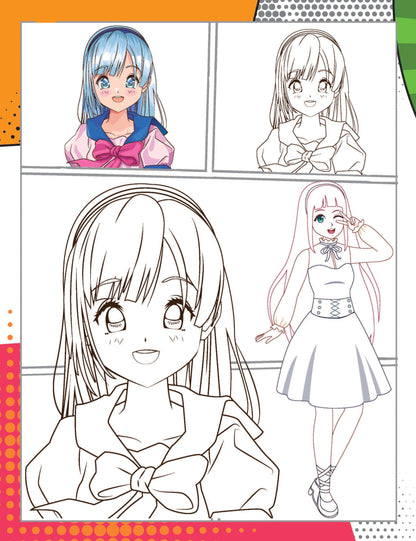 Colour Your Own Manga Book 1 | Free Manga Colouring Poster Included | Intricately Detailed Manga Line Art for Kids Age 4+ | Unleash Creativity & Artistic Exploration in the Vibrant World of Manga