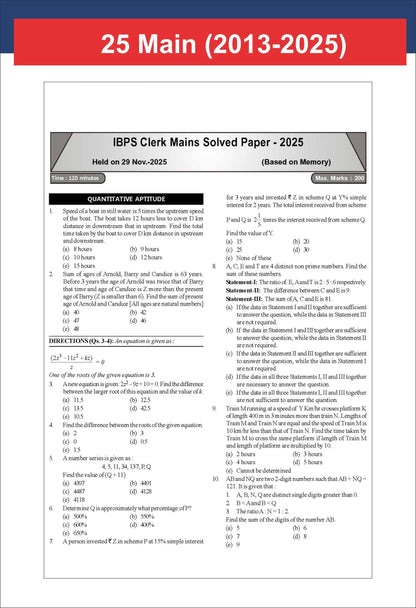 Disha 26 Year-wise IBPS Clerk Preliminary & Main Exams Previous Year Solved Papers (2025 - 2011) 8th Edition