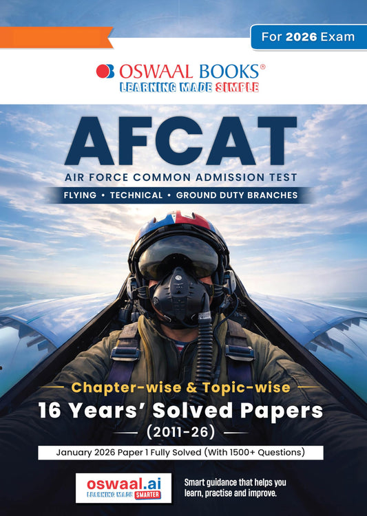 Oswaal AFCAT 16 Years’ Chapter-wise & Topic-wise Solved Papers English Medium | 2011-2026 | Includes 2026 Paper-1 | 1500+ Questions | For 2026-27 Exams
