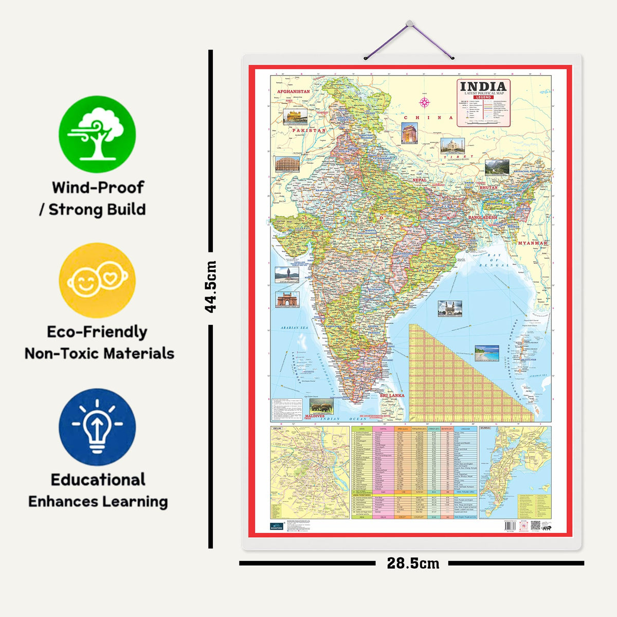 World and India Map Early Learning 30 inch X 20 inch Educational Chart for Kids- Non-Tearable and Waterproof, Double Sides Printed Laminated Chart, ... - Paper Print Wall Chart – 27 November 2025