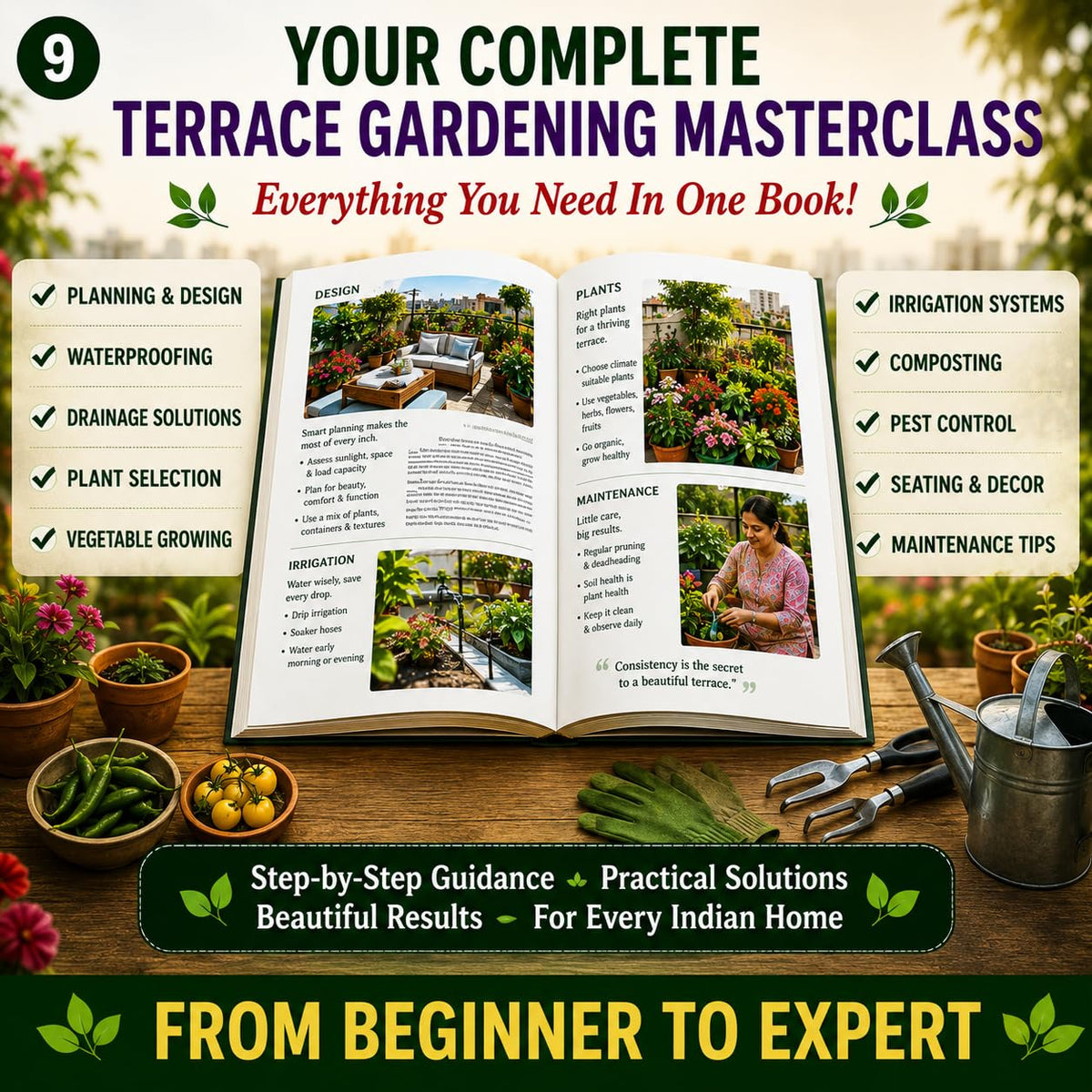 Terrace Gardening for Indian Homes: Complete Guide to Rooftop Gardening, Plants, Design & Care (Green Guru Knowledge Series)