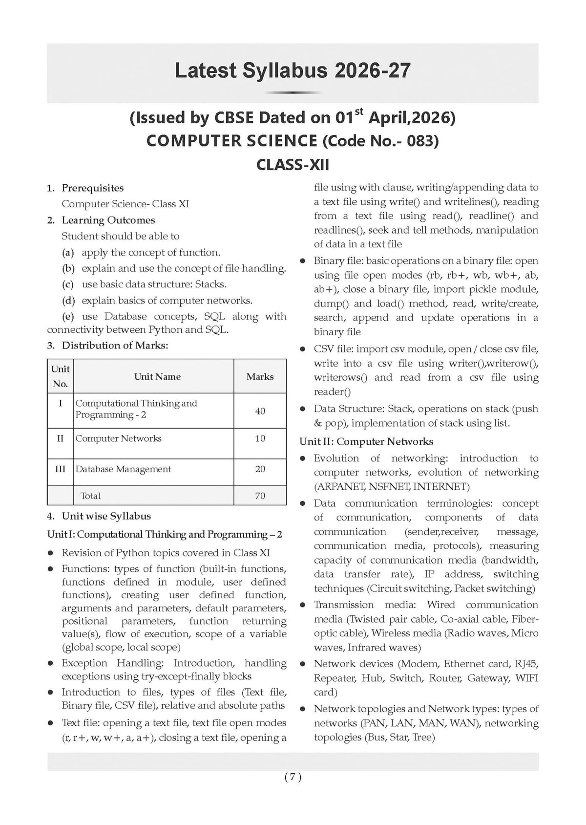 Oswaal CBSE Class 12 Computer Science Question Bank | Chapter & Topic-wise Solved Papers (2017–2026) | Based on Latest Syllabus (April 2026) | Includes 2026 Papers | For 2027 Exam
