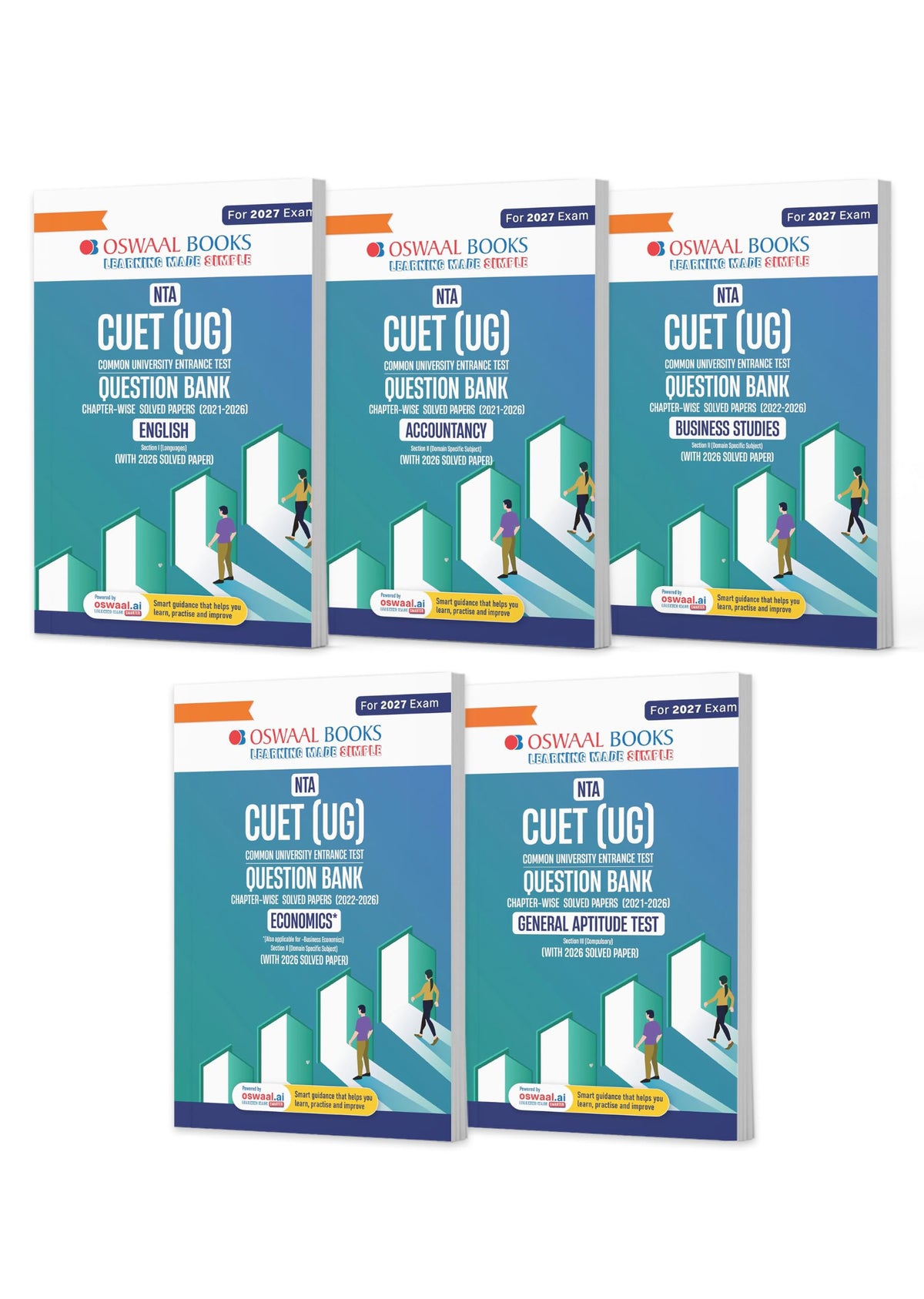 Oswaal NTA CUET (UG) Chapter-wise Solved Papers Question Bank | English, Accountancy, Business Studies, General Test & Economics | Set of 5 Books | With Solved Paper 2026 | For 2027 Exam